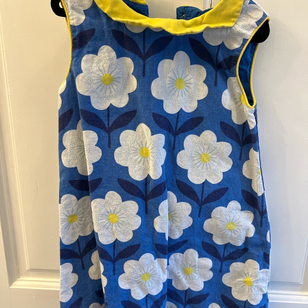 Mini Boden Floral Blue and Yellow Sleeveless Dress